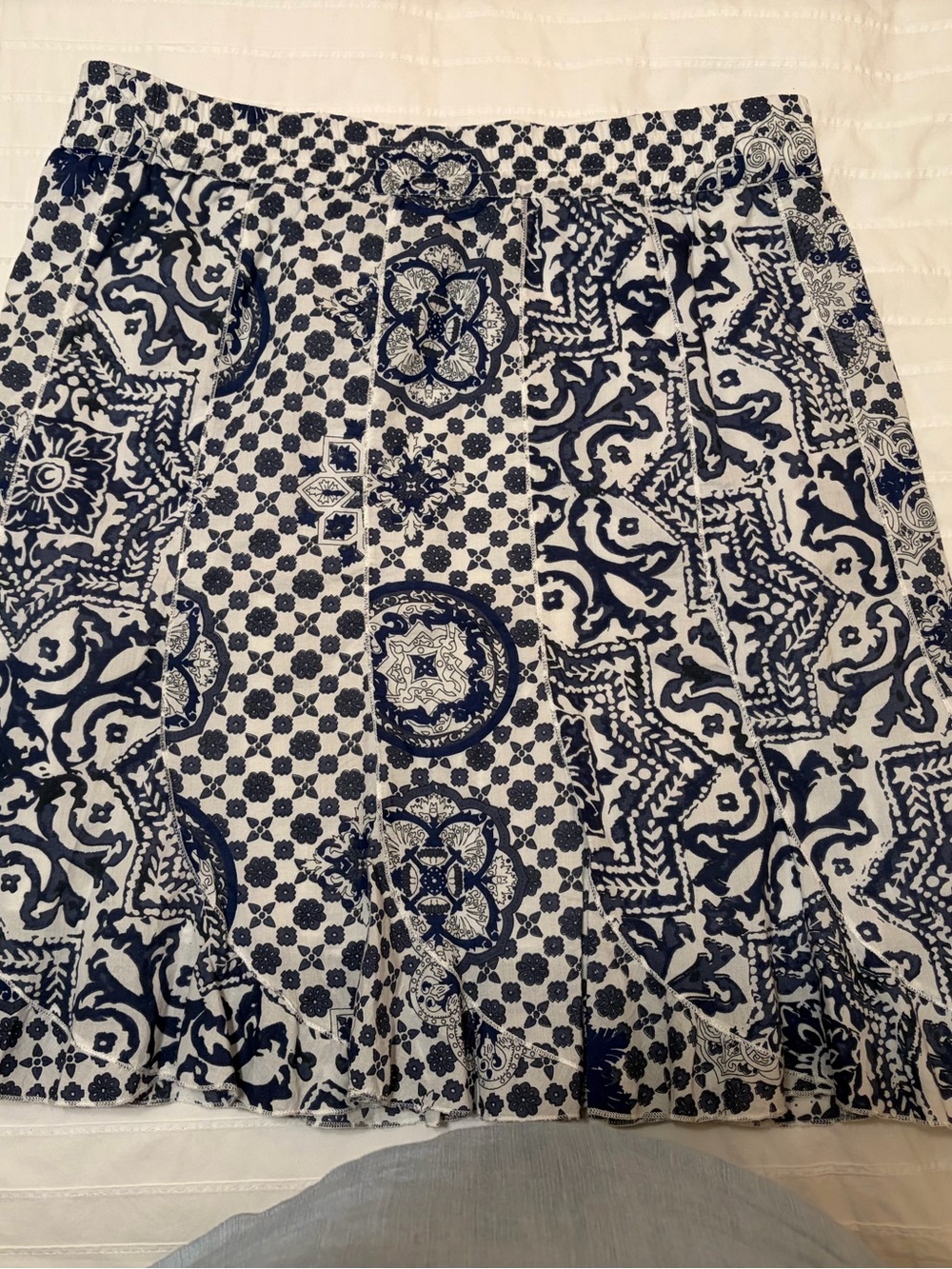 sahalie Navy and White Printed Circle Skirt